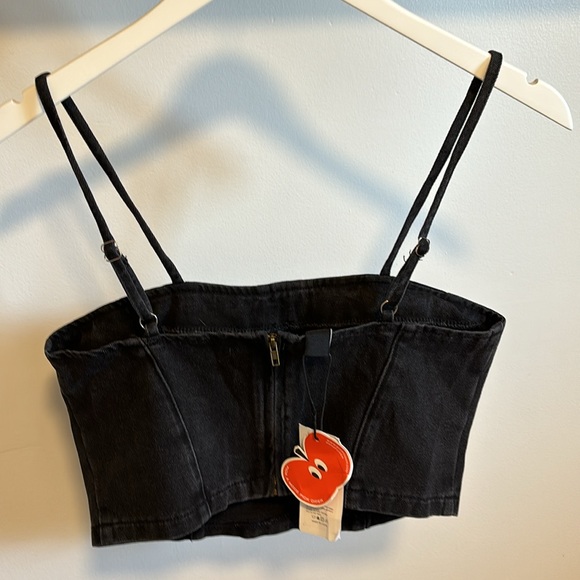 Cider Denim Rhinestone Corset Crop Cami top. - Picture 3 of 5